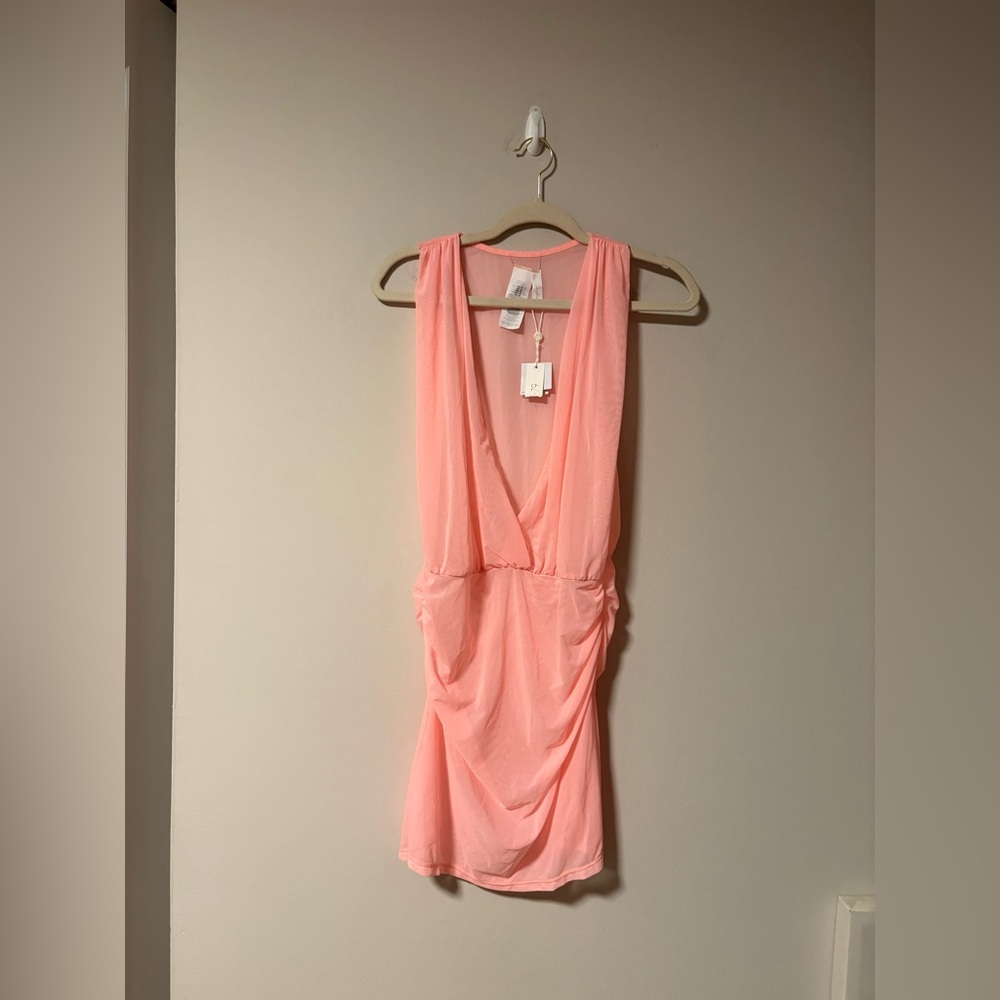 NWT Sunshine 79 Swim Coverup Sheer Mesh Peach Dress Medium
